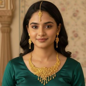 Regal Sun-Inspired Gold Toned Necklace Set