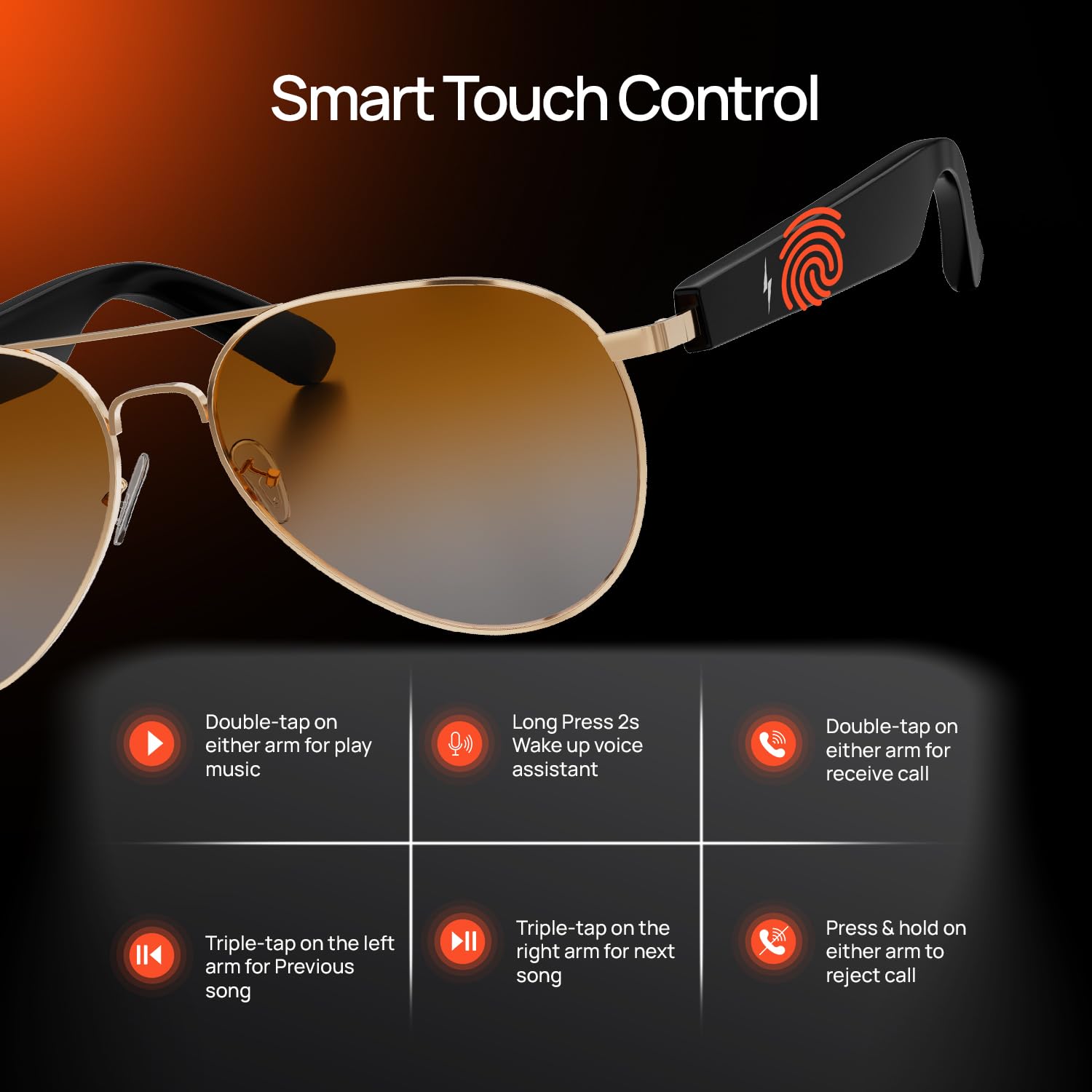 Fire-Boltt Fire-Lens Sway Smart Glasses with Smart Touch Controls & Voice Assistant - Image 10