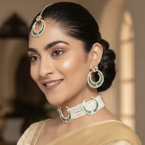 The Emerald Moonlit Pearl Choker Necklace Set