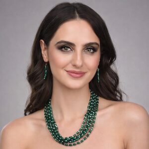 Royal Forest Tiered Green Bead Necklace Set