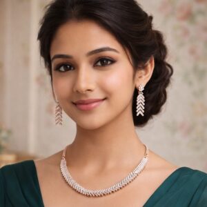 Rose Gold Radiance Cubic Zirconia Statement Necklace Set