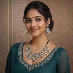 Royal Midnight Blossom Oxidized Necklace Set