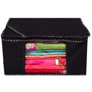 Non Woven Large Flower Prints Saree Cover With Transparent Window