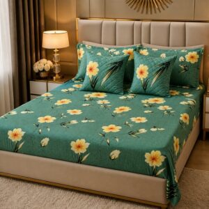 Glace Cotton 5 piece bedding set with quilted cushions