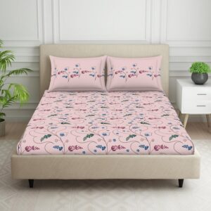 Spaces 100% Cotton 132 TC Double Bedsheet (88 x 100 inch)