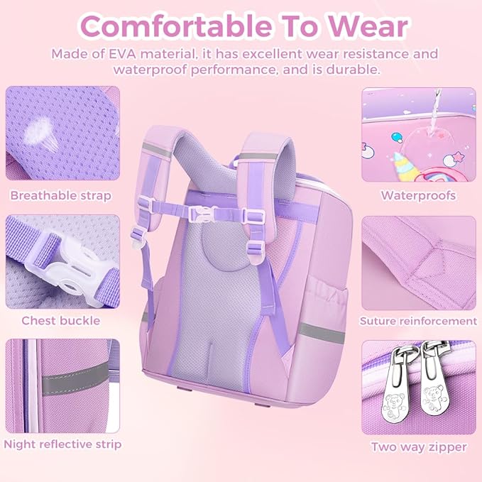 Unicorn Water-Resistant School Bag / Backpack for Girls (5 to 12 years) - Image 5