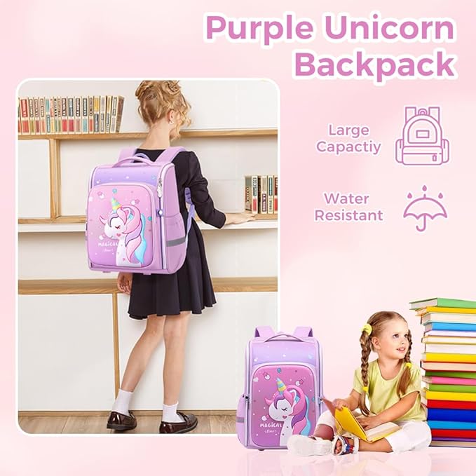 Unicorn Water-Resistant School Bag / Backpack for Girls (5 to 12 years) - Image 6