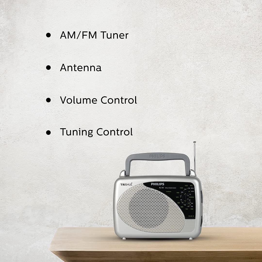 Philips RL118/94 Portable AM / FM Radio with 3-in-1 Power Source - Image 2