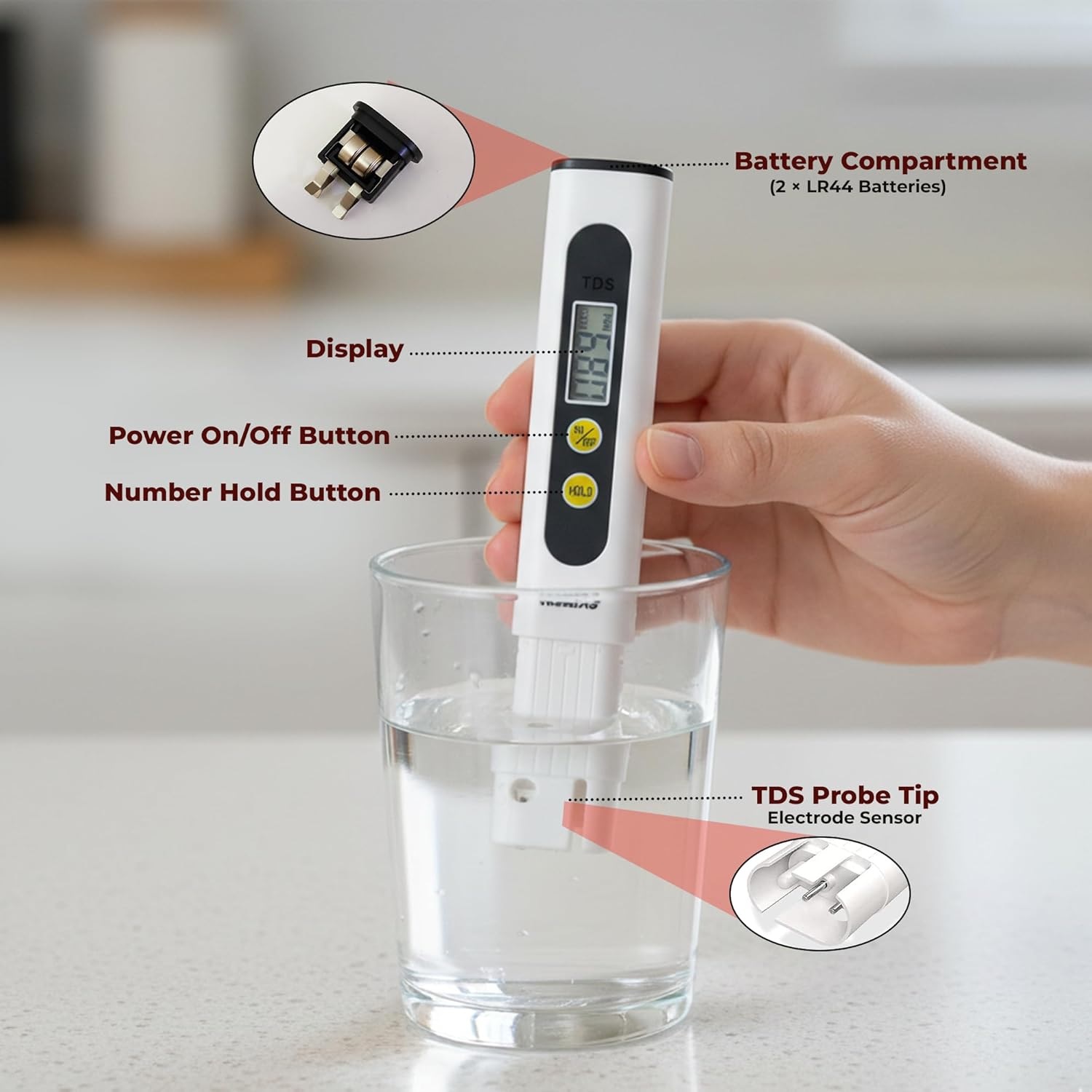 Themisto Digital TDS Meter with 2 free LR44 battery - Image 2