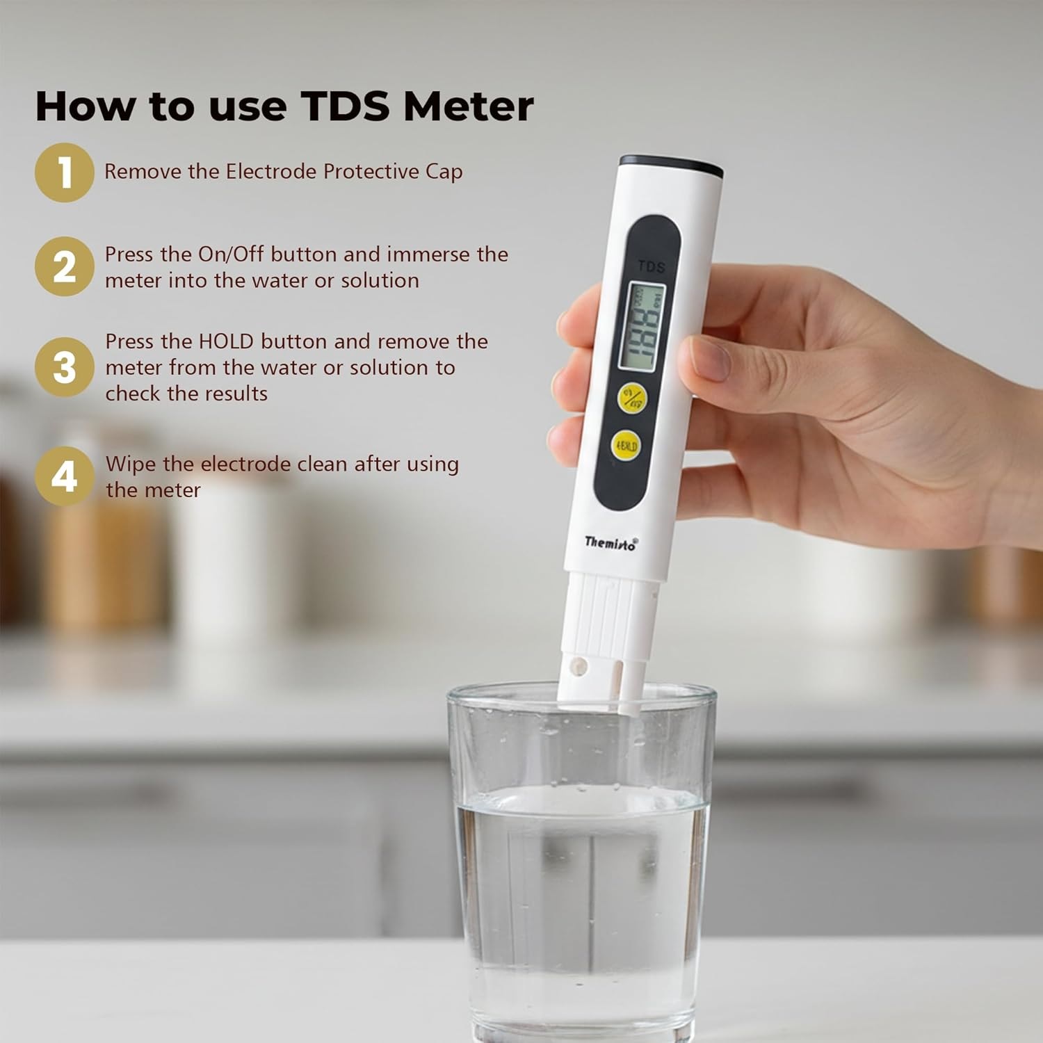Themisto Digital TDS Meter with 2 free LR44 battery - Image 3