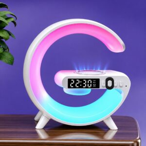  G63 Smart Intelligent RGB LED LAMP with Bluetooth Speakers, Clock and Mobile Wireless Charger