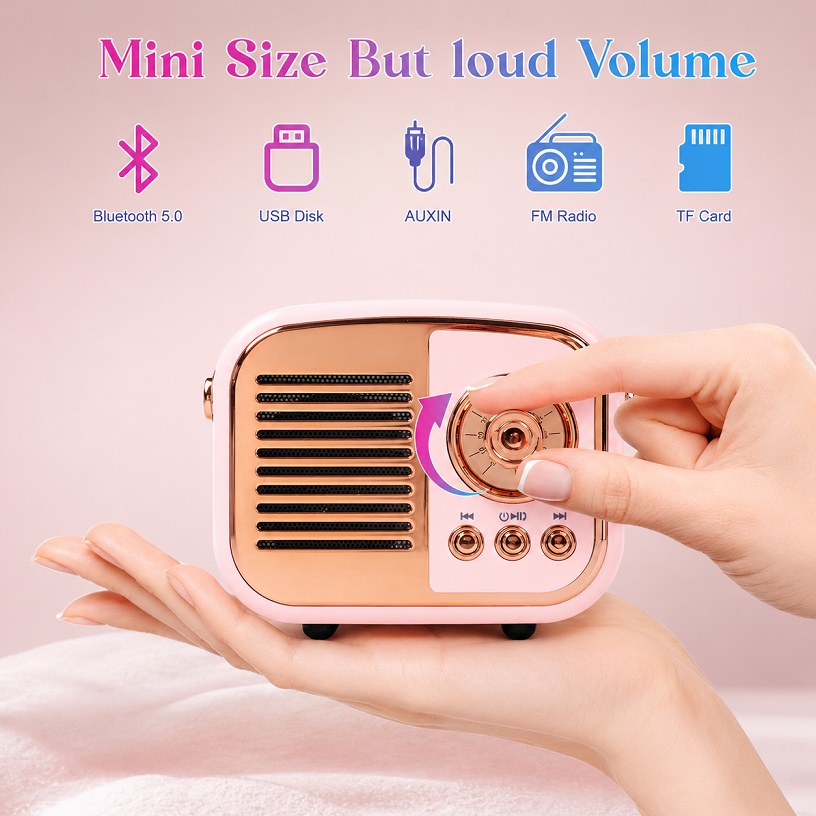 Retro Bluetooth Speaker with inbuilt FM and USB/TF Support - Image 2