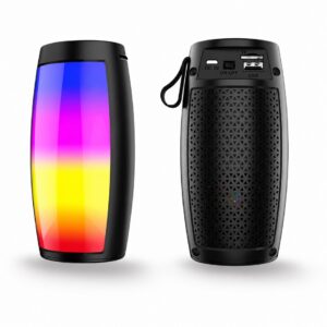  Wireless Bluetooth Speaker with RGB Lights, Deep Bass, Built-in Mic, TF Card & USB Support