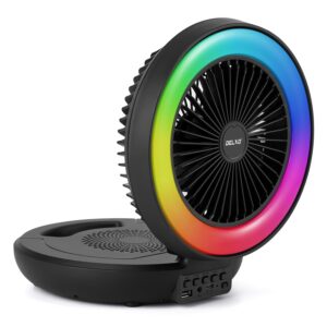 Bluetooth Speaker with RGB Light, Desk Fan, FM, TWS and 3000 mAh Battery